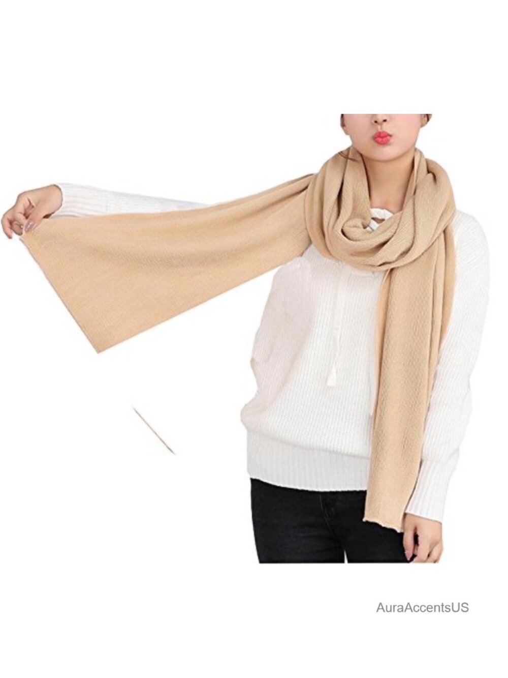 Faux Wool Shawl Wrap Cold Weather Scarf Heavyweight Soft